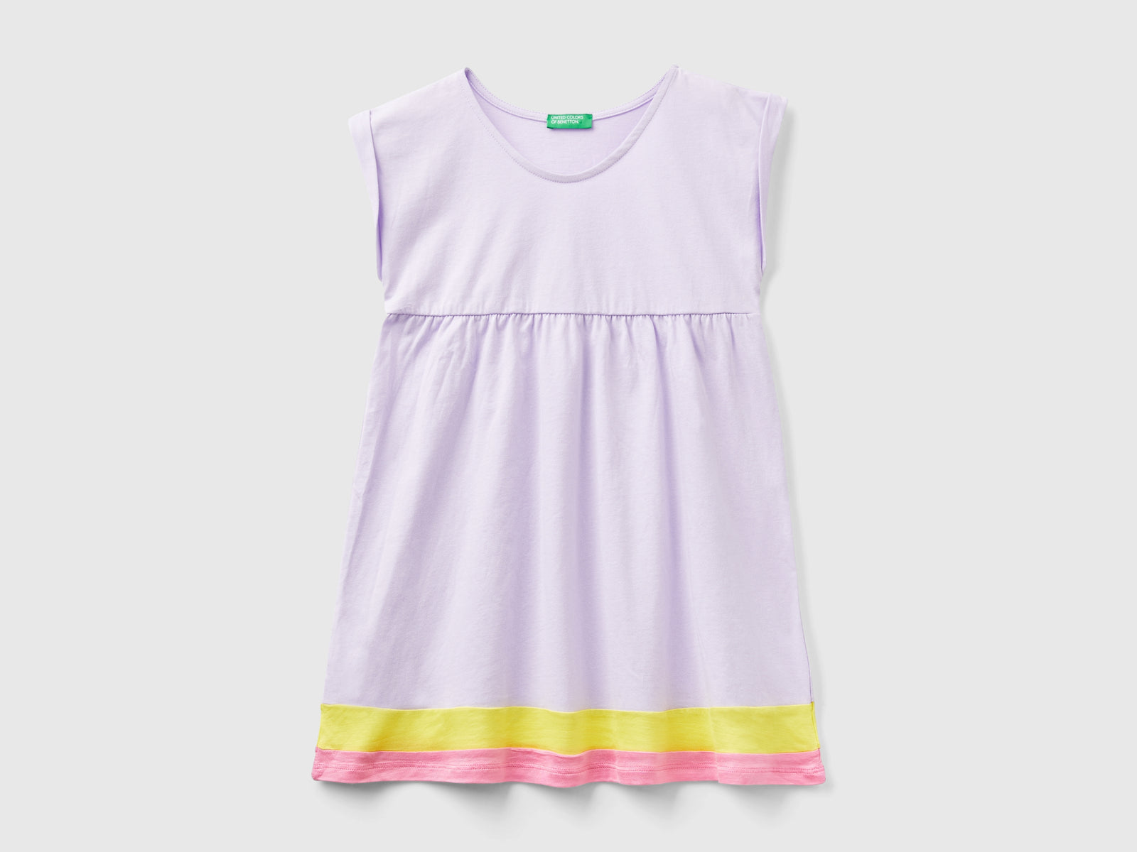 Vestito corto in puro cotone da bambina lilla | Benetton Outlet