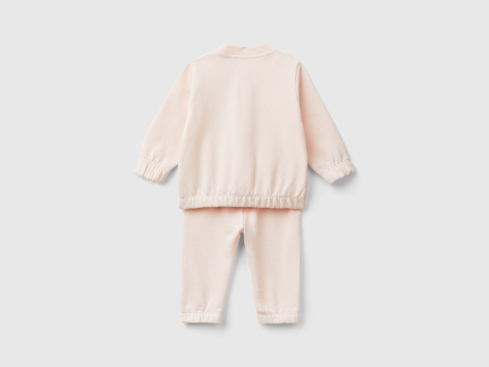 Completino in felpa di cotone bio da neonato rosa tenue 2 | Benetton Outlet