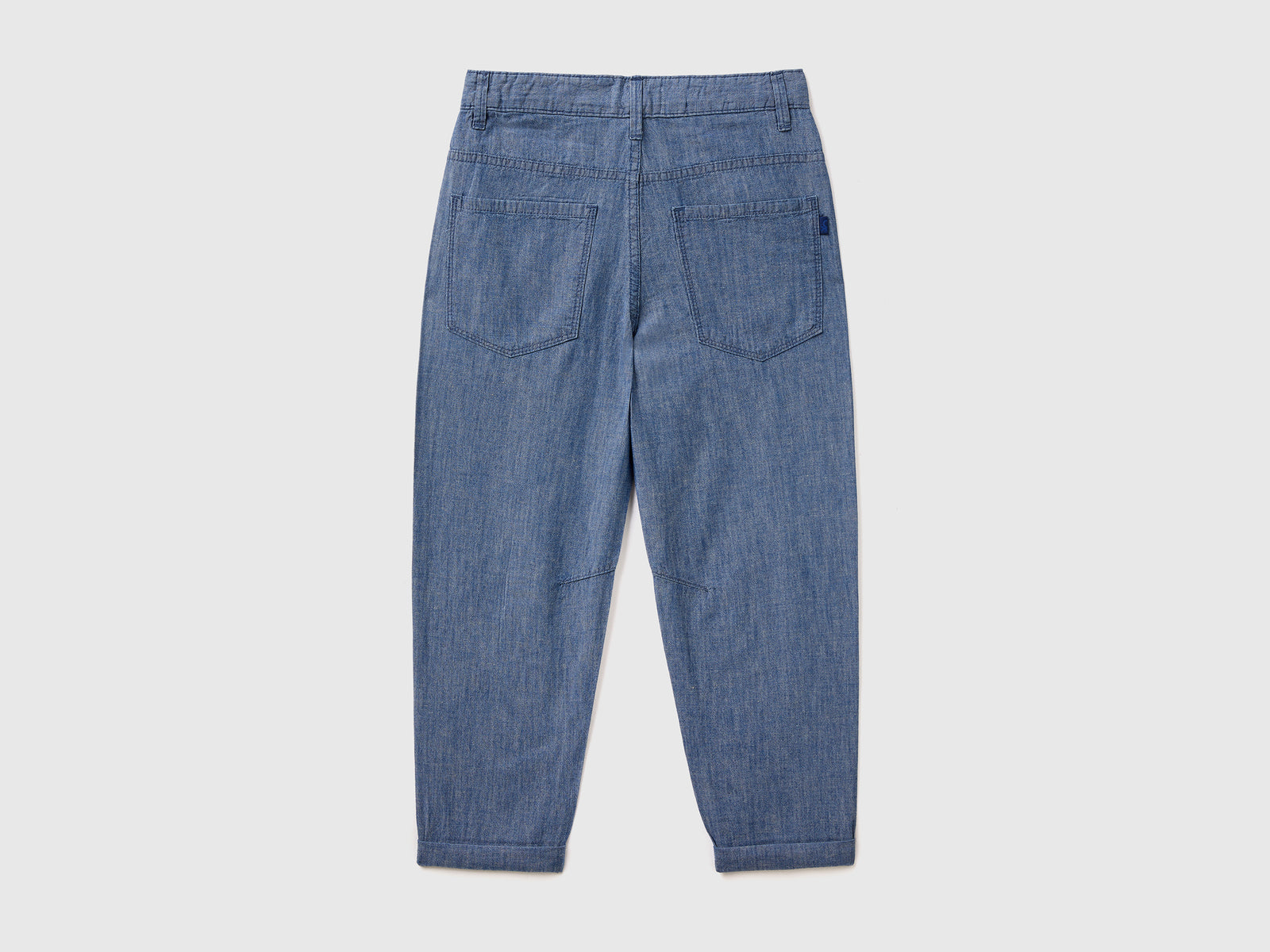 Pantaloni lunghi in chambray di cotone misto lino da bambino avio 2 | Benetton Outlet