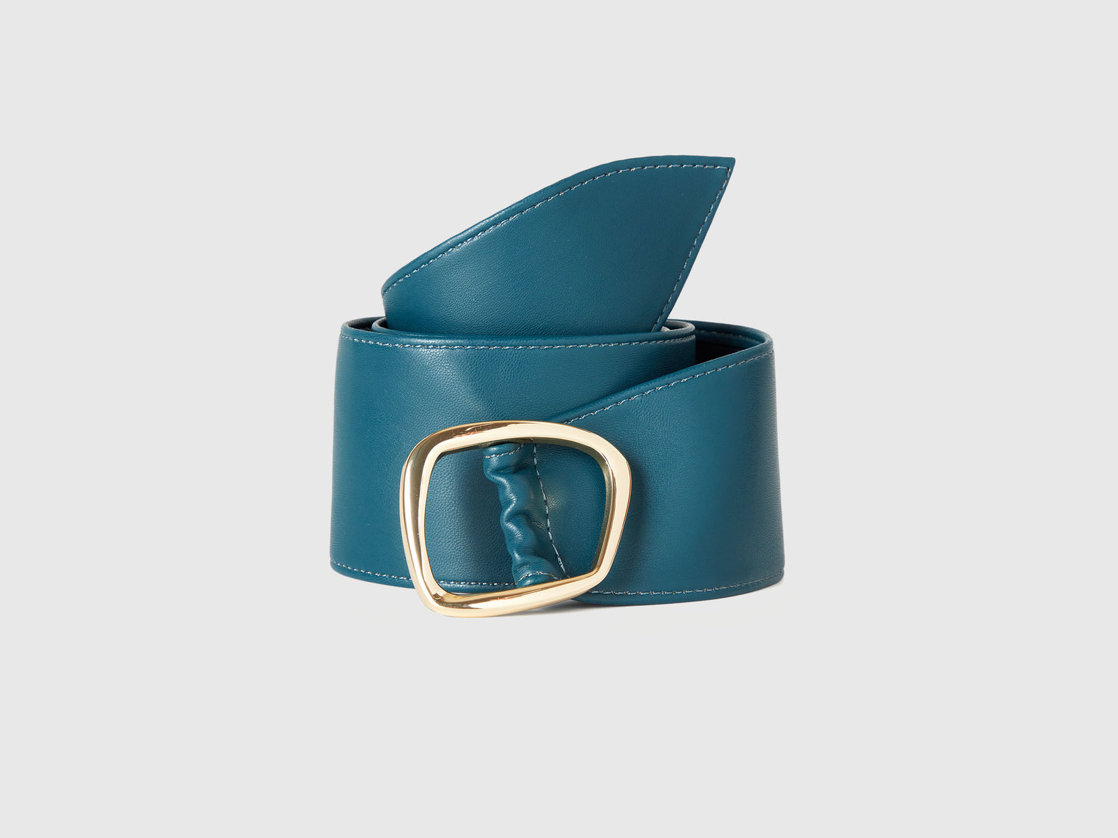 Cintura vita alta in tessuto spalmato da donna verde ottanio | Benetton Outlet