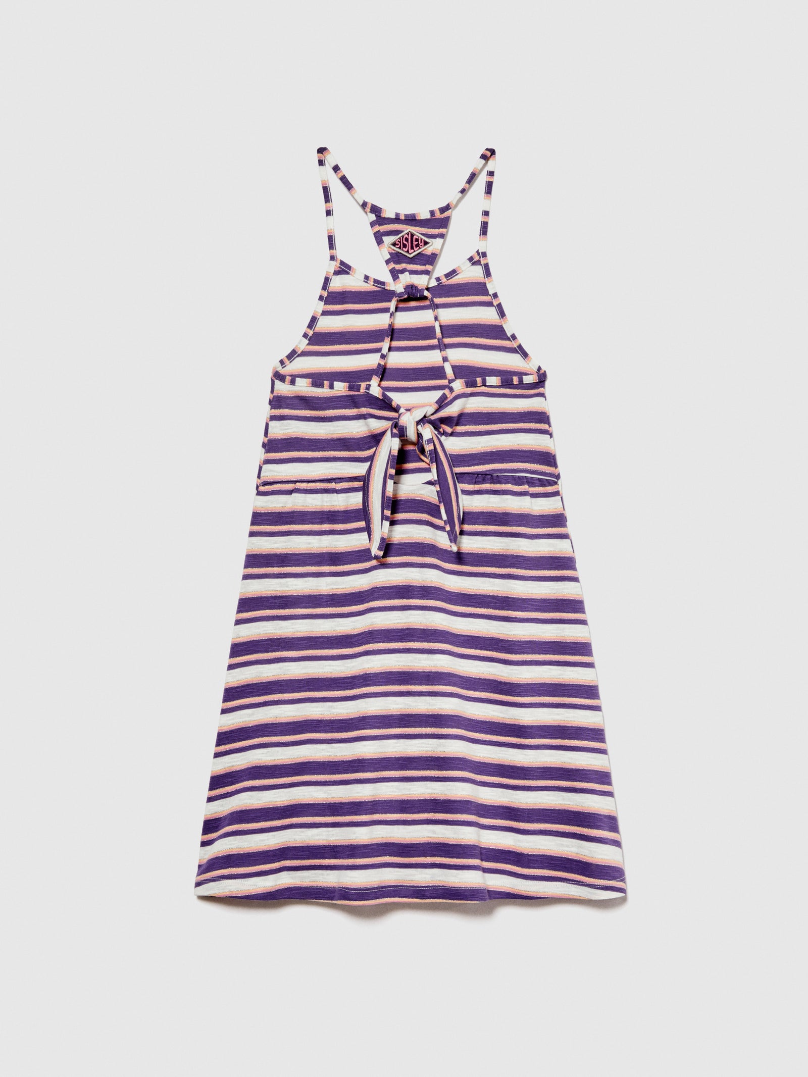 Vestito a righe con fiocco da bambina viola 2 | Sisley young Outlet