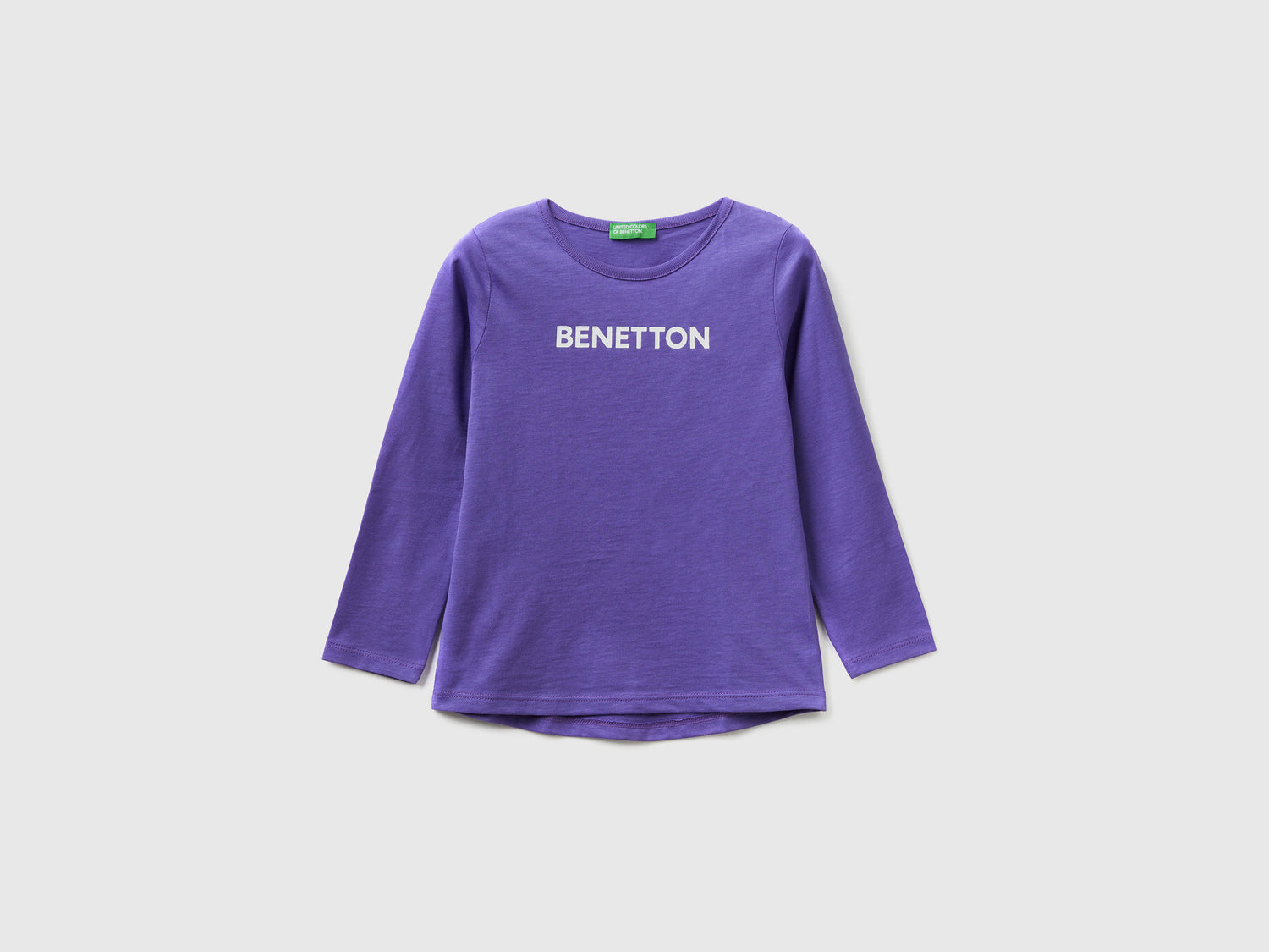 Maglietta con logo 100% cotone da bimba viola | Benetton Outlet