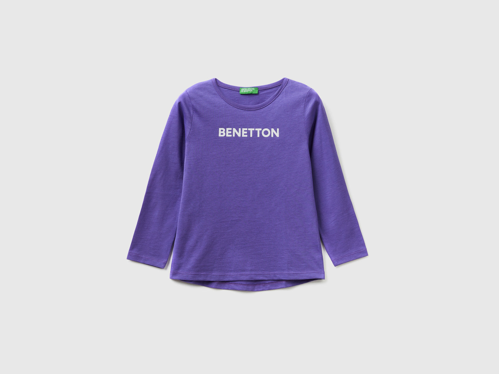 Maglietta con logo 100% cotone da bimba viola | Benetton Outlet
