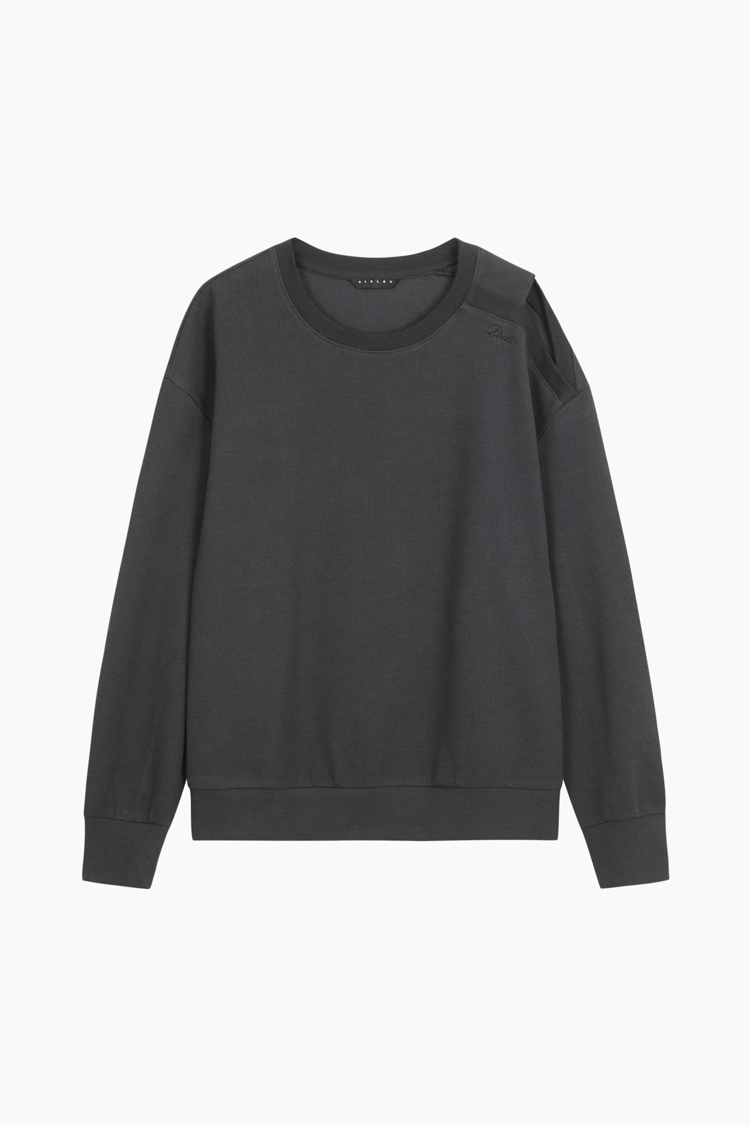 Felpa chiusa con ricamo da donna grigio scuro | Sisley Outlet