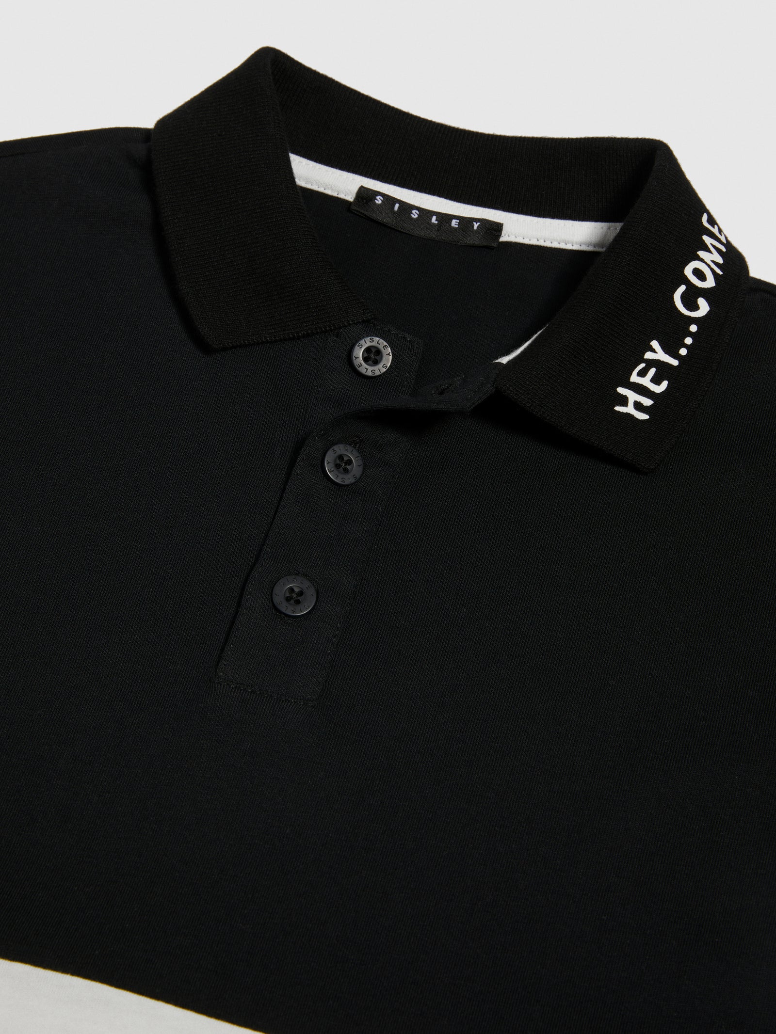 Polo color block da bambino nero 3 | Sisley young Outlet