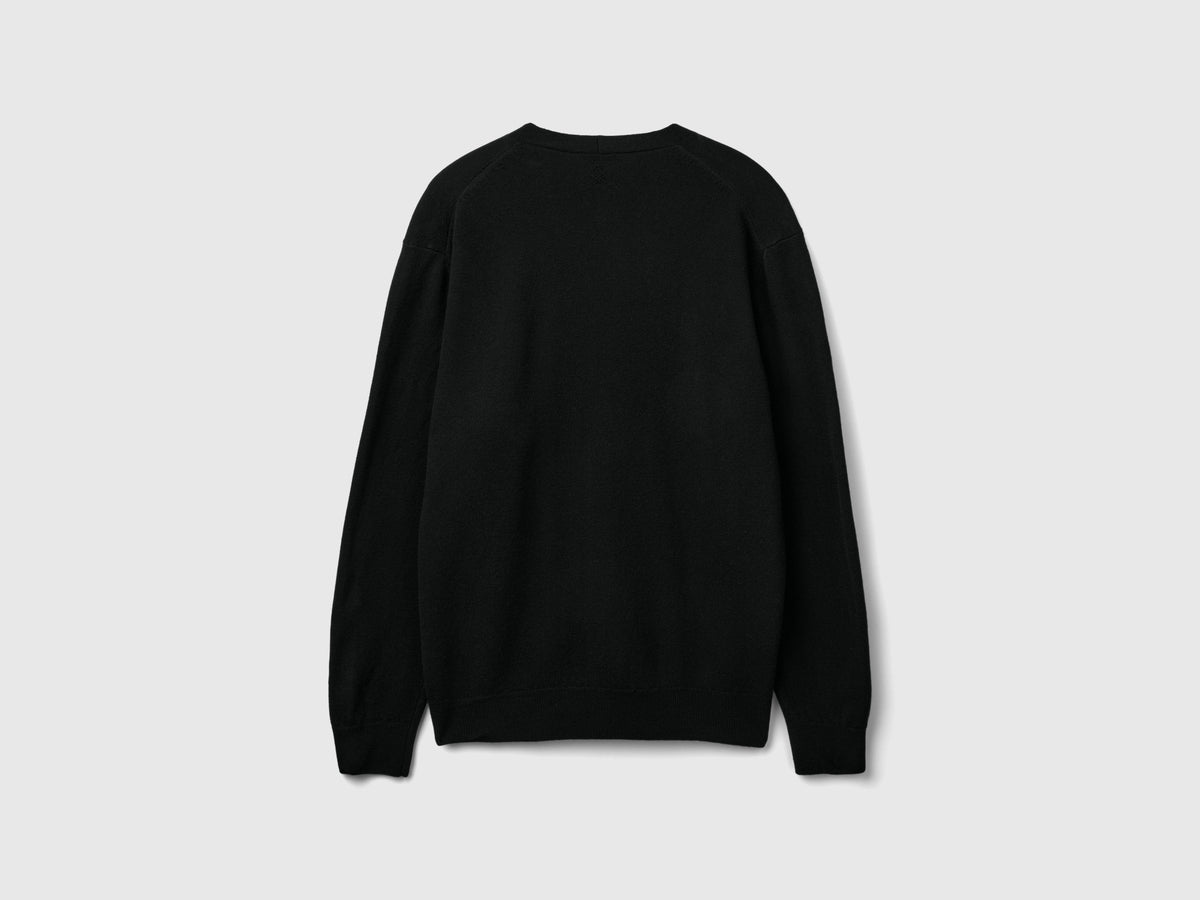 Cardigan scollo a V in pura lana Merino