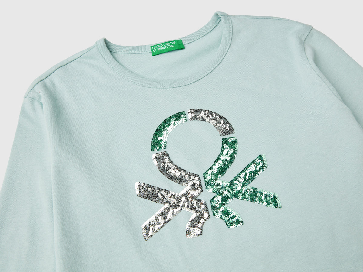 T-shirt in caldo cotone bio con paillettes