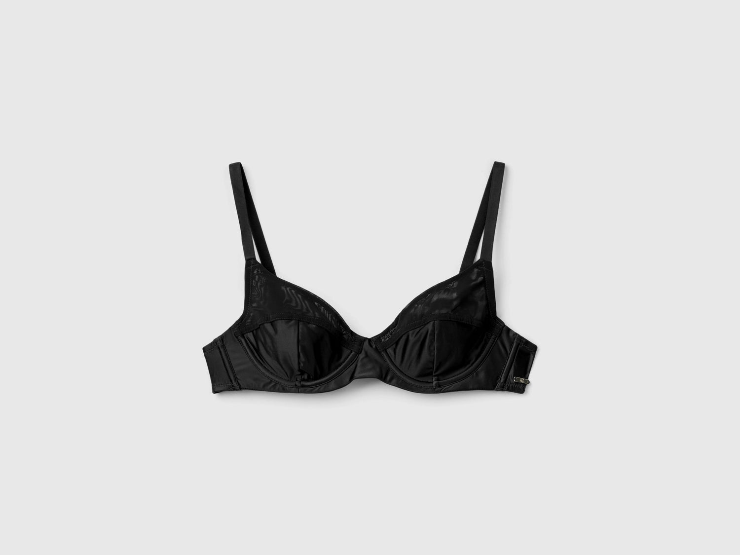 Reggiseno a balconcino in tessuto lucido da donna nero | Benetton Outlet