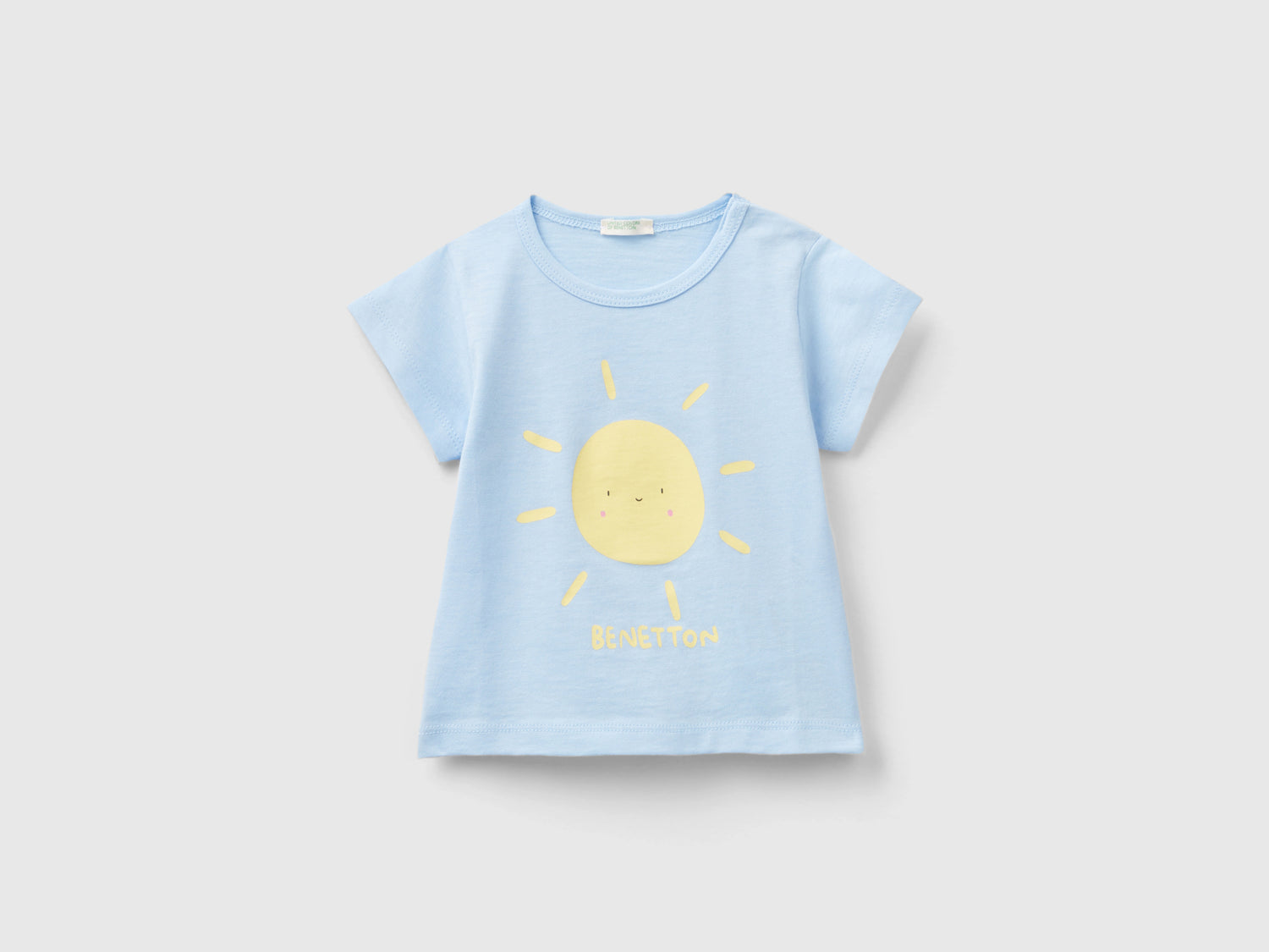 T-shirt in cotone bio con stampa da neonato celeste | Benetton Outlet