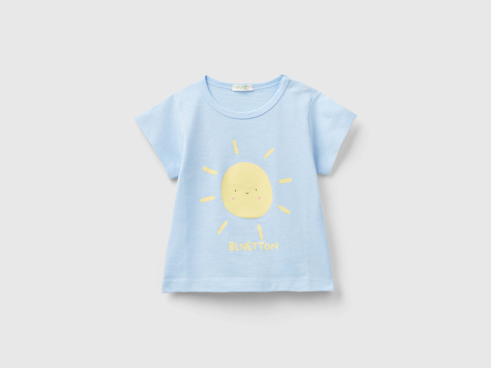 T-shirt in cotone bio con stampa da neonato celeste | Benetton Outlet