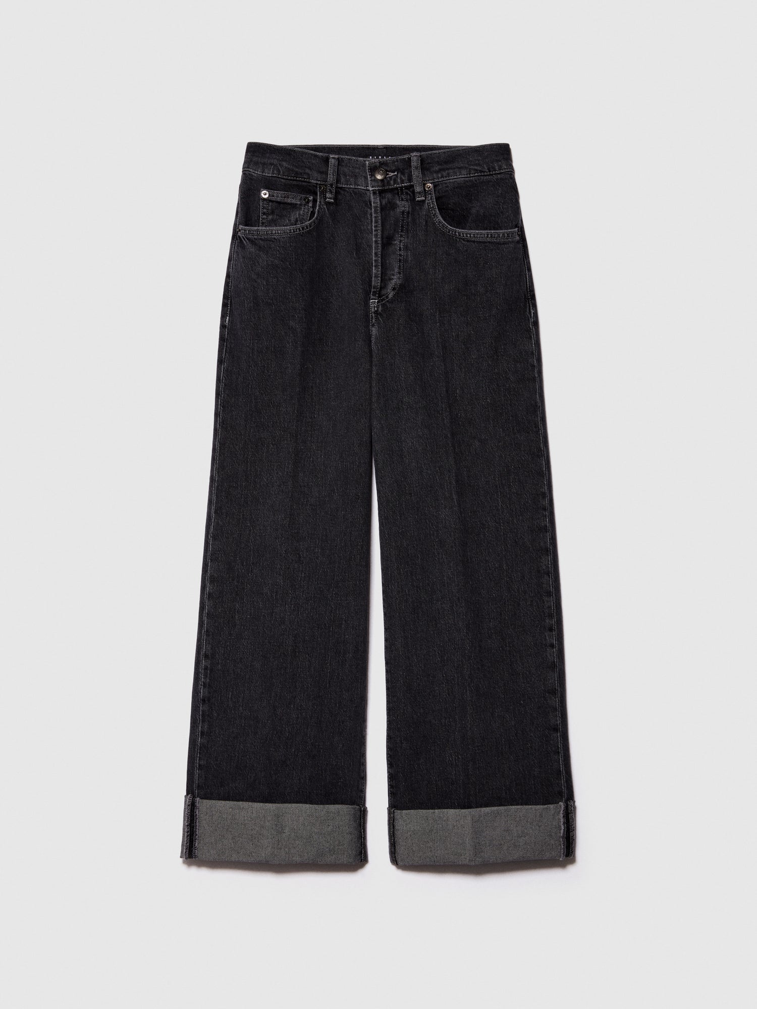 Jeans baggy fit con risvolto da donna nero | Sisley Outlet