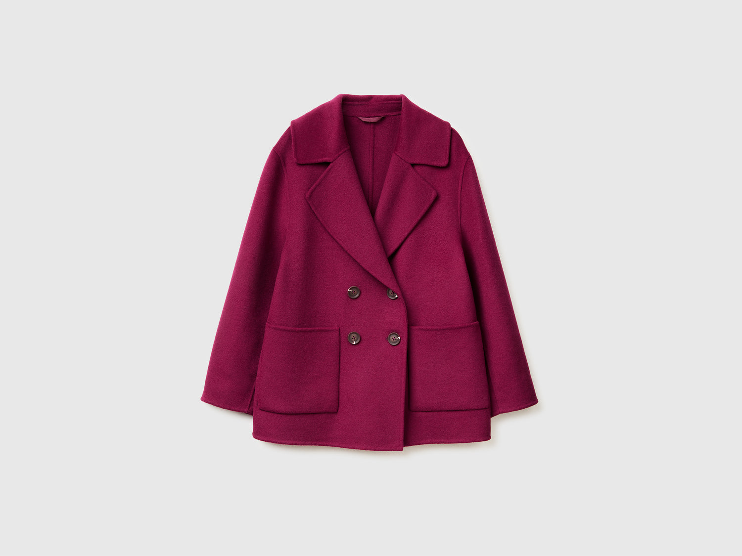 Cappotto doppiopetto in misto lana da donna bordeaux | Benetton Outlet