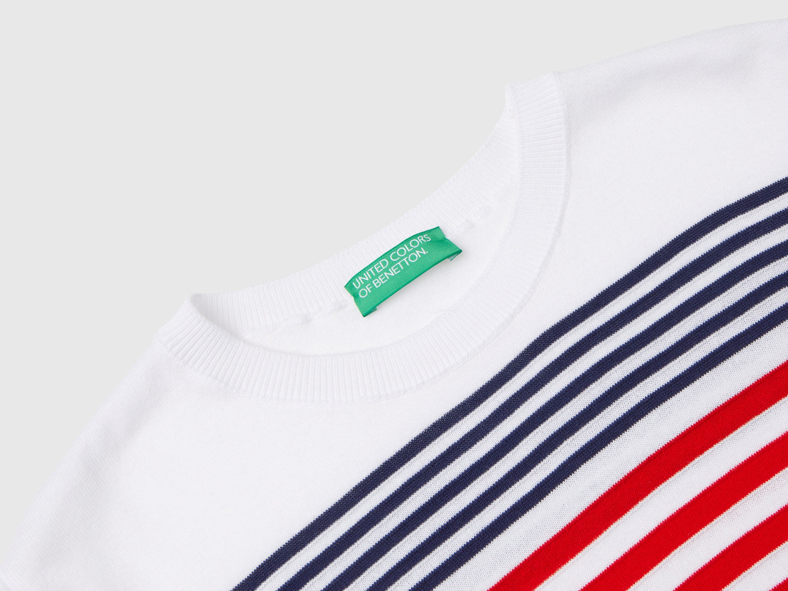 Maglia manica corta a righe da donna bianco 3 | Benetton Outlet