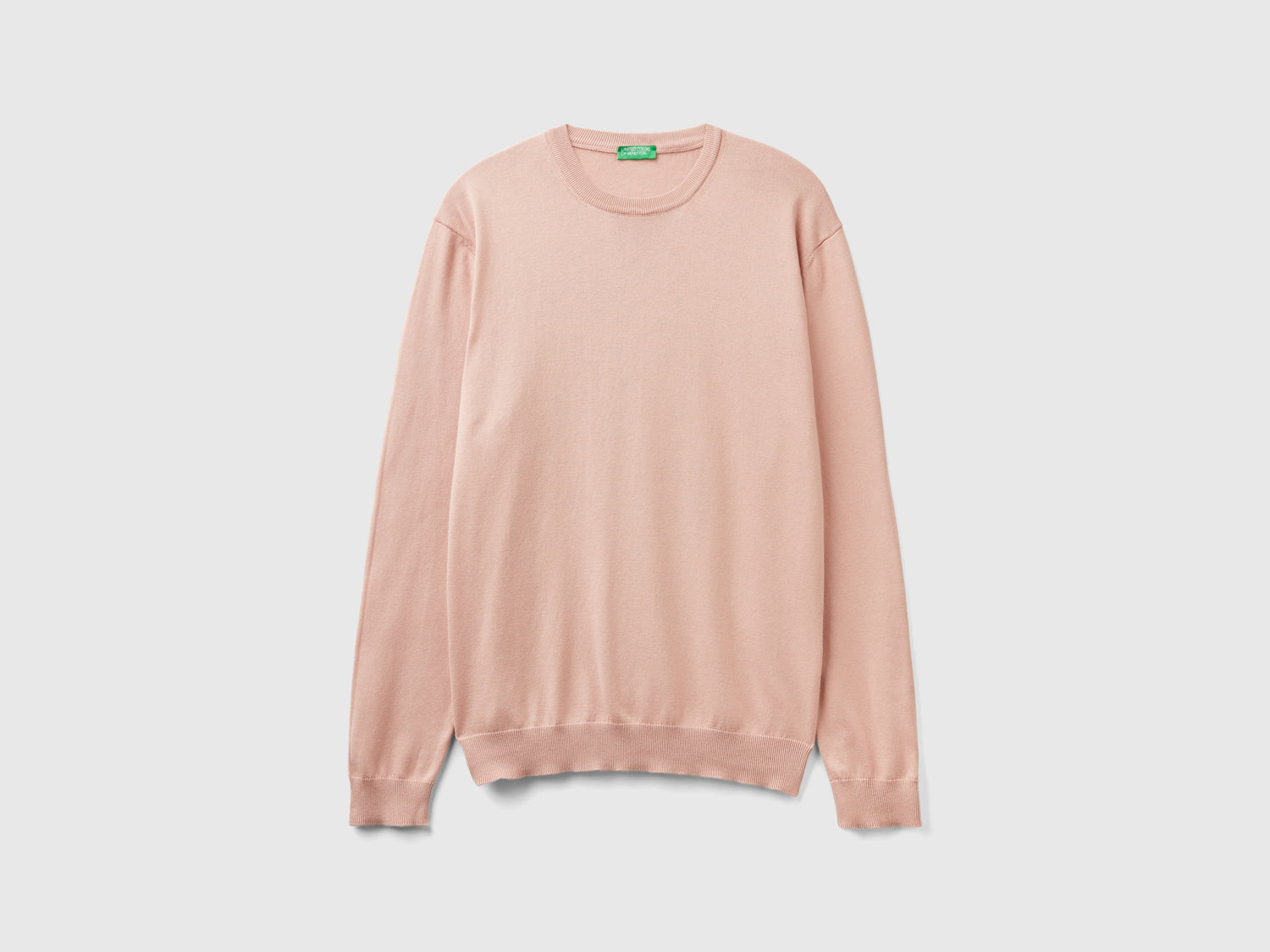 Maglia girocollo 100% cotone da uomo rosa tenue | Benetton Outlet