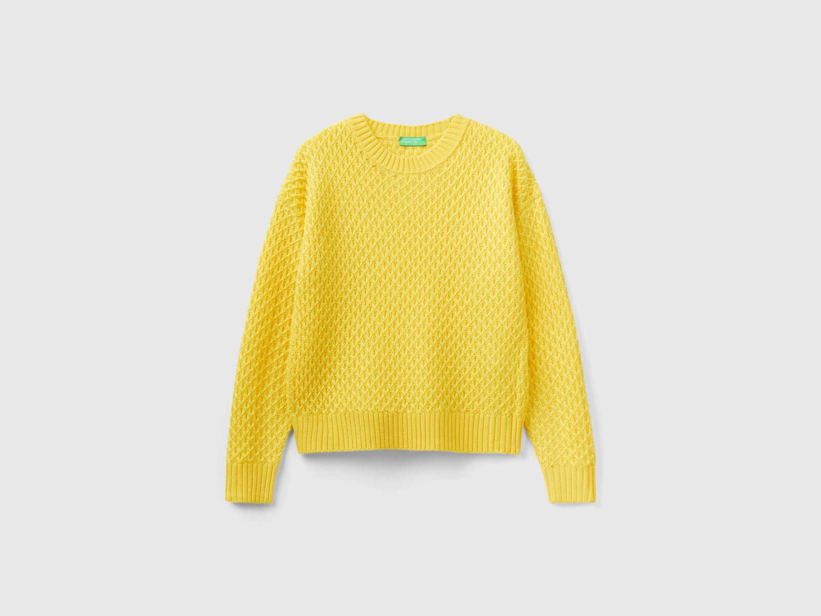 Maglia lavorata boxy fit da donna giallo | Benetton Outlet