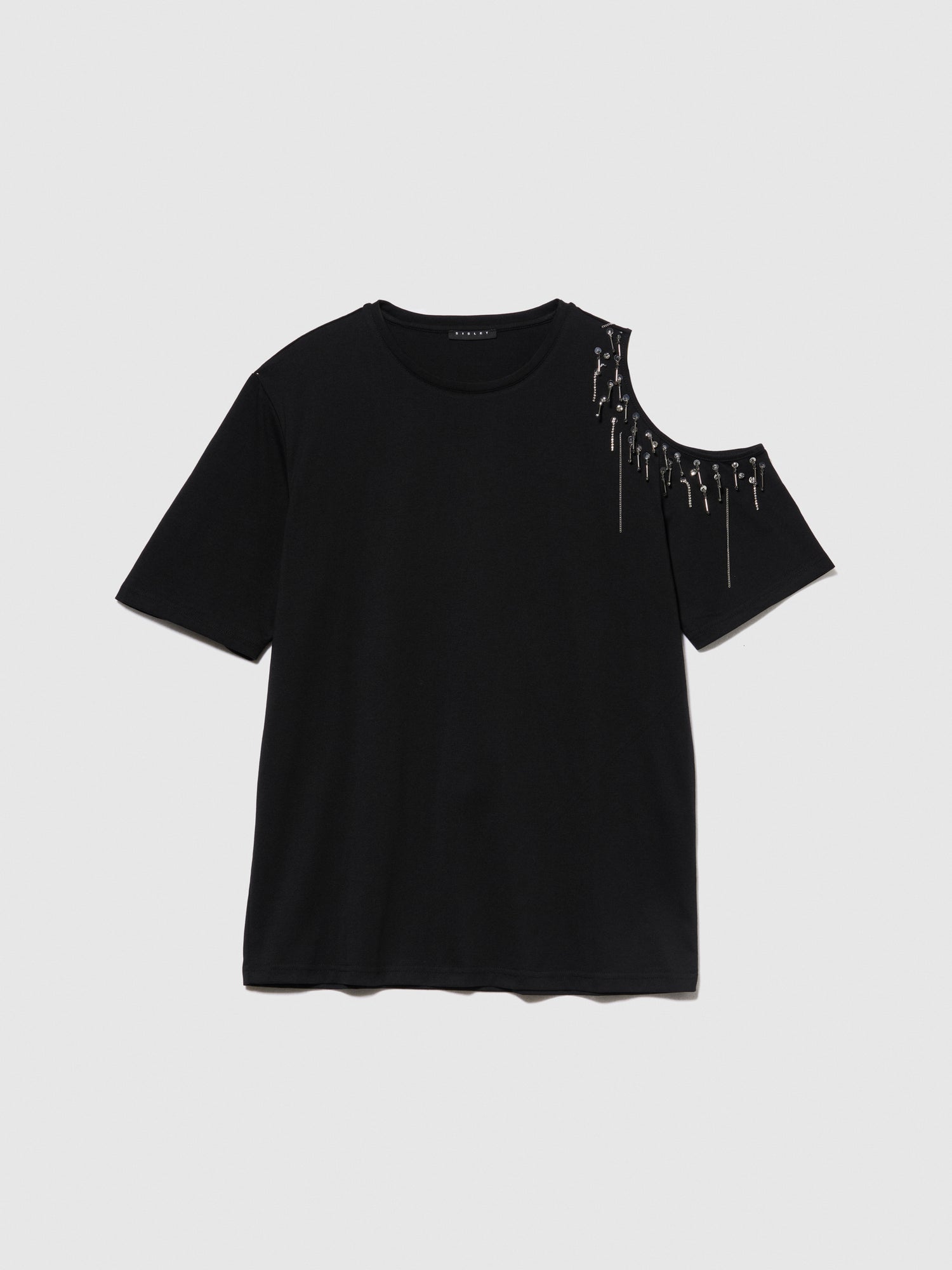 T-shirt con oblò da donna nero | Sisley Outlet