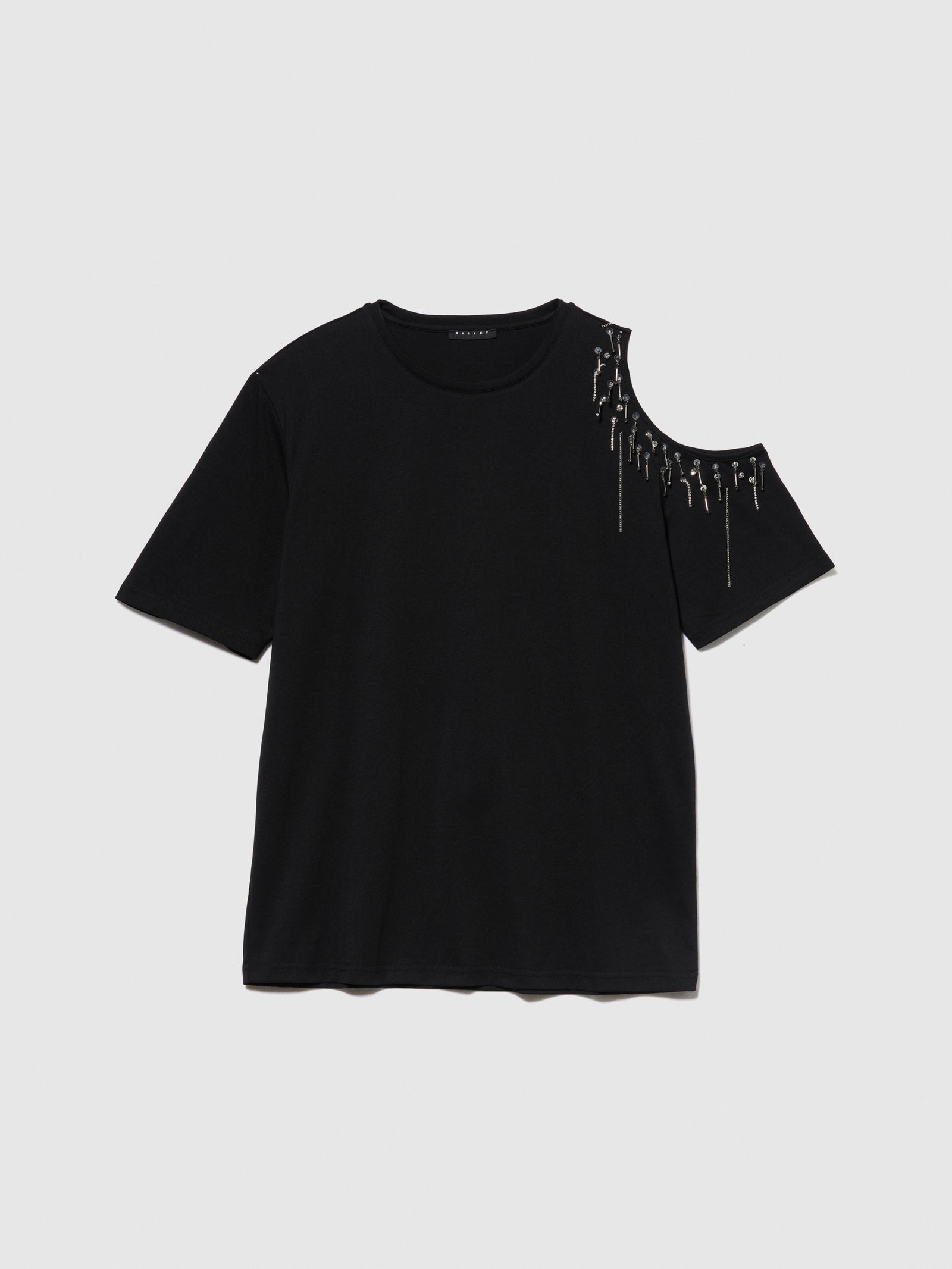 T-shirt con oblò da donna nero | Sisley Outlet
