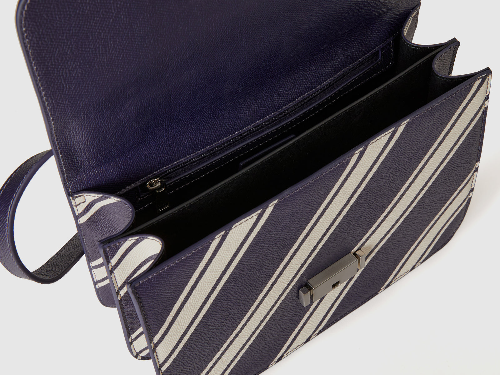Borsa a righe regimental da donna blu scuro 3 | Benetton Outlet
