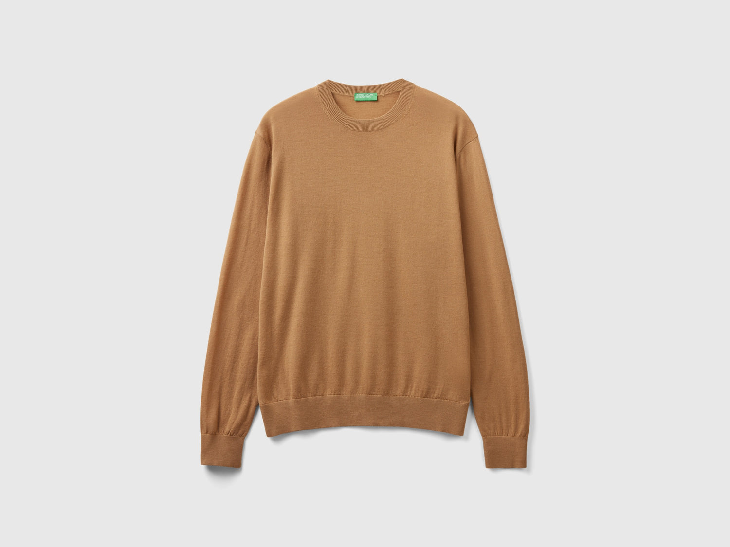 Maglia cammello in pura lana Merino da uomo beige | Benetton Outlet