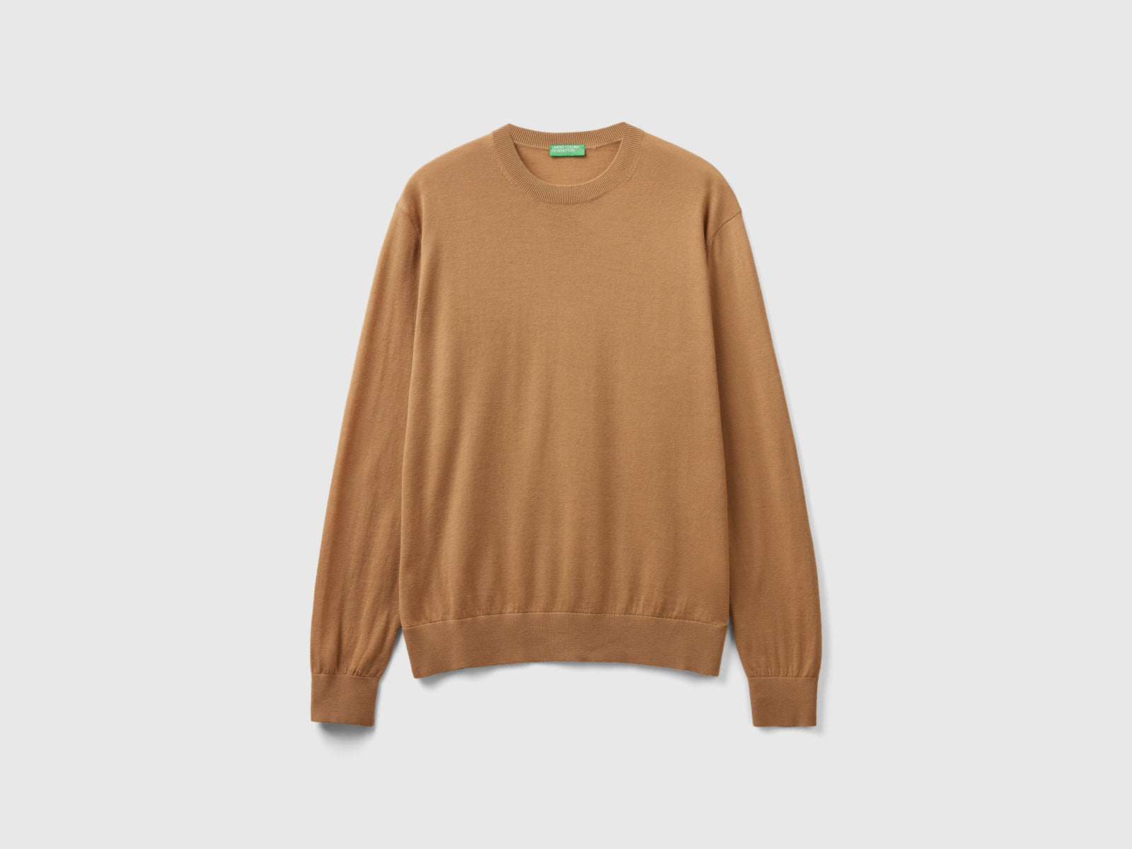 Camel pure Merino wool jumper da uomo beige | Benetton Outlet
