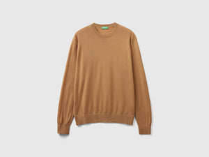 Camel pure Merino wool jumper