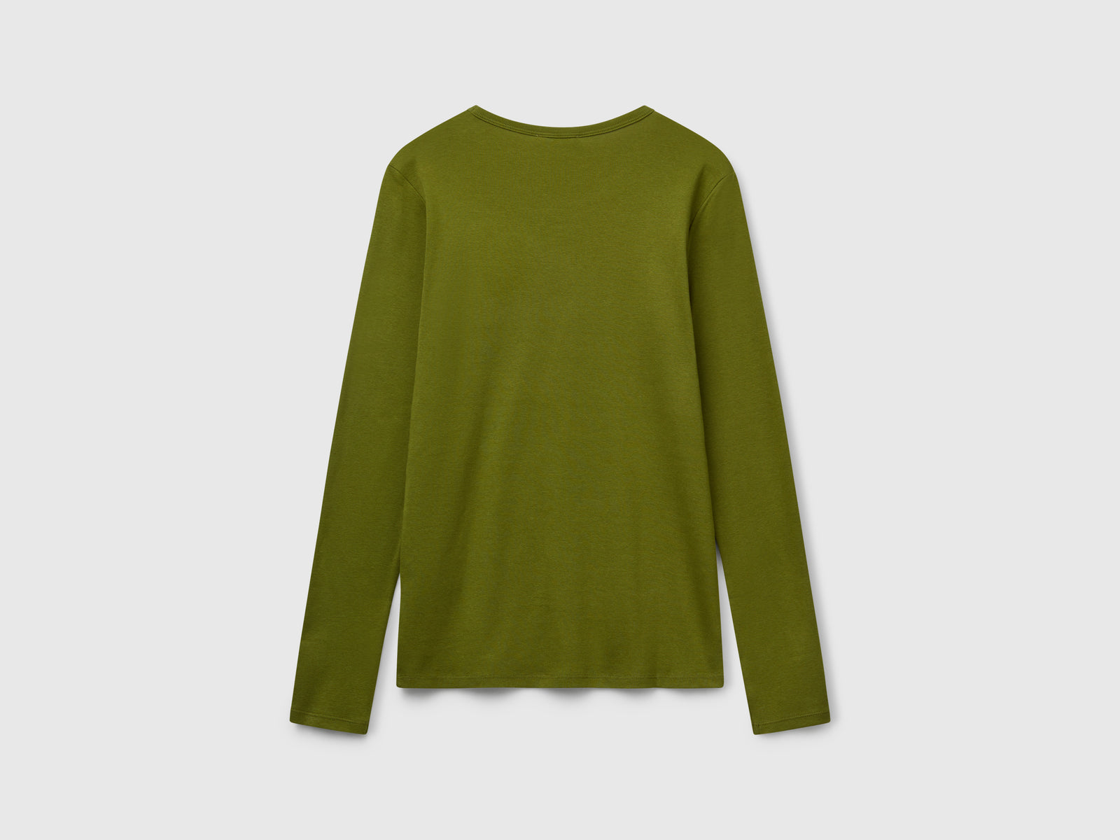 T-shirt manica lunga 100% cotone da donna verde militare 2 | Benetton Outlet