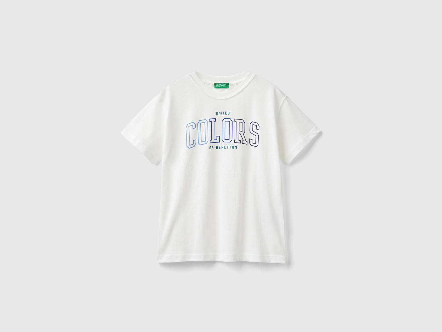 T-shirt manica corta 100% cotone bio da bambino bianco panna | Benetton Outlet