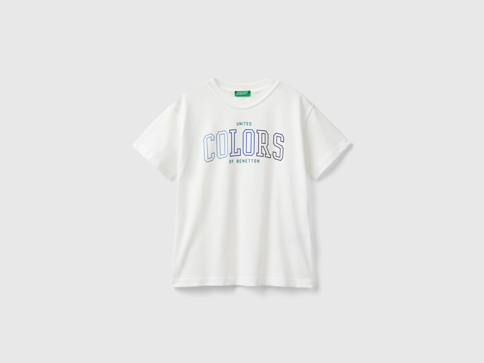 T-shirt manica corta 100% cotone bio da bambino bianco panna | Benetton Outlet