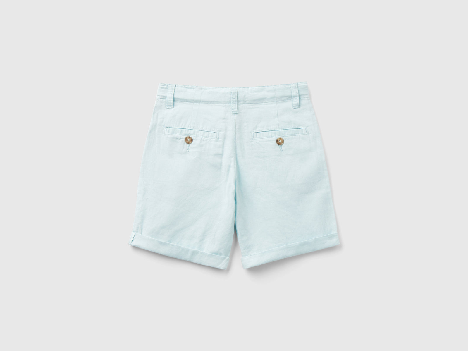 Bermuda chino in misto lino da bambino azzurro 2 | Benetton Outlet