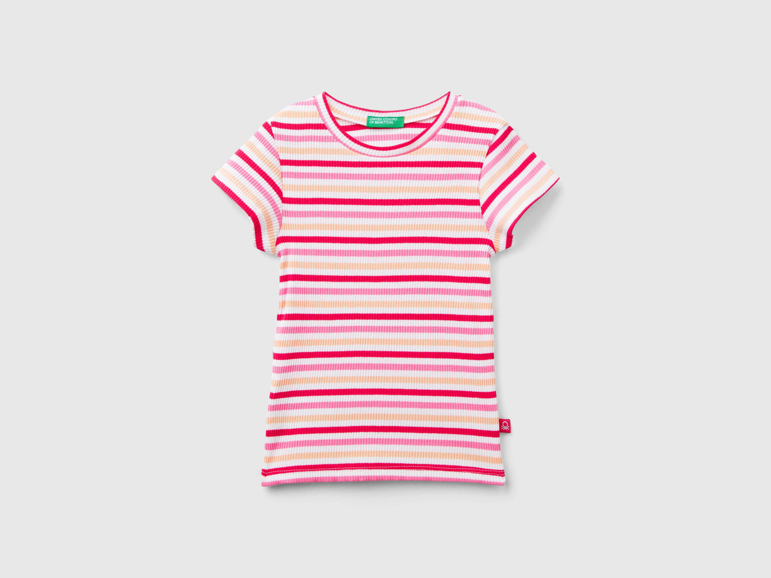 Maglietta slim fit a righe da bimba multi-color | Benetton Outlet