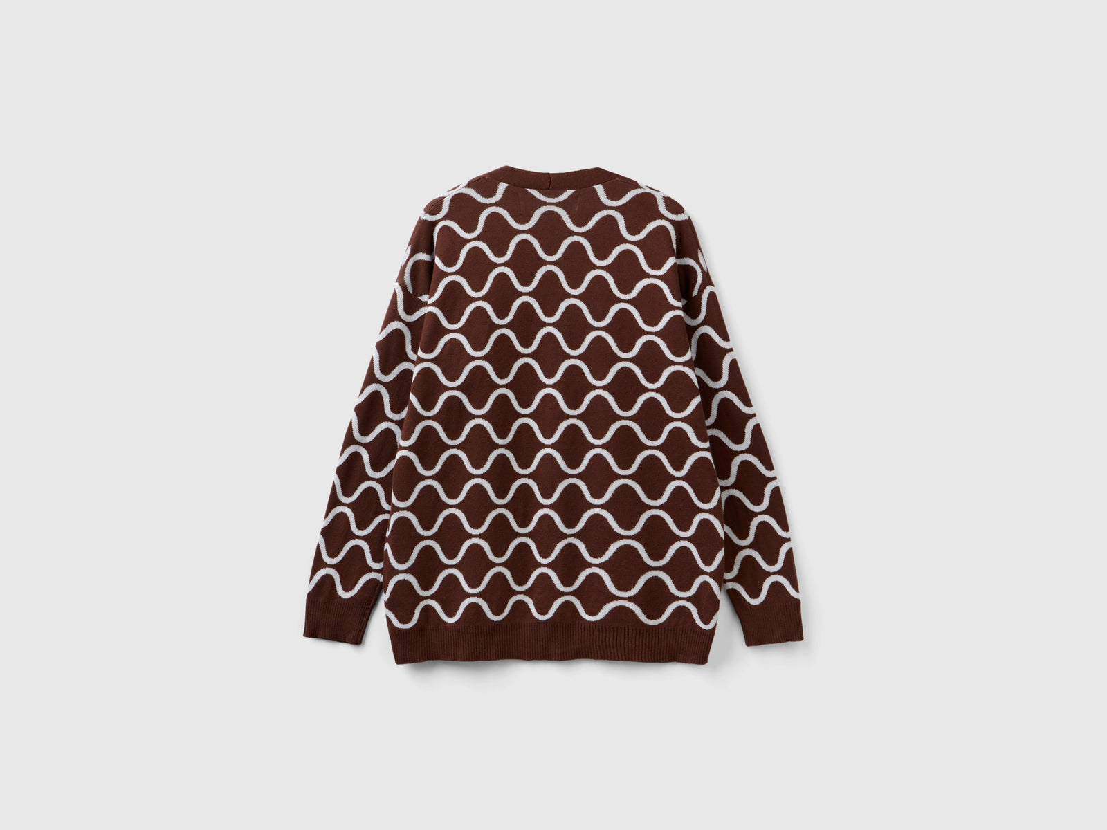 Cardigan reversibile con motivo onde da donna marrone scuro 2 | Benetton Outlet