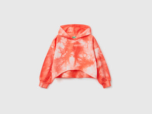Felpa con cappuccio tye-dye in puro cotone dalla vestibilità corta