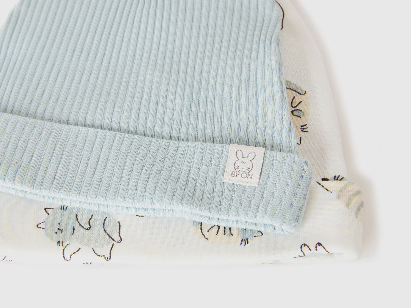 Due cappellini in cotone bio da neonato multi-color 3 | Benetton Outlet