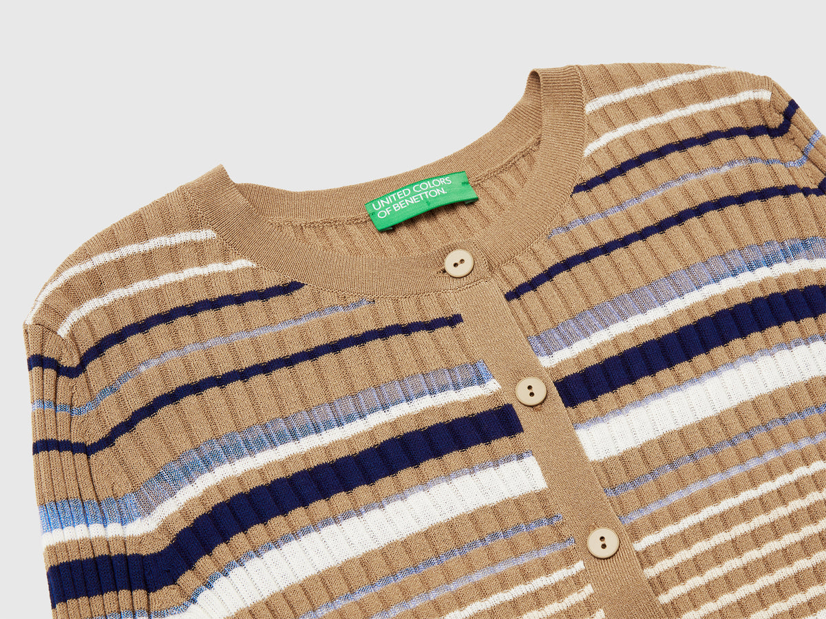 Cardigan a righe in misto viscosa