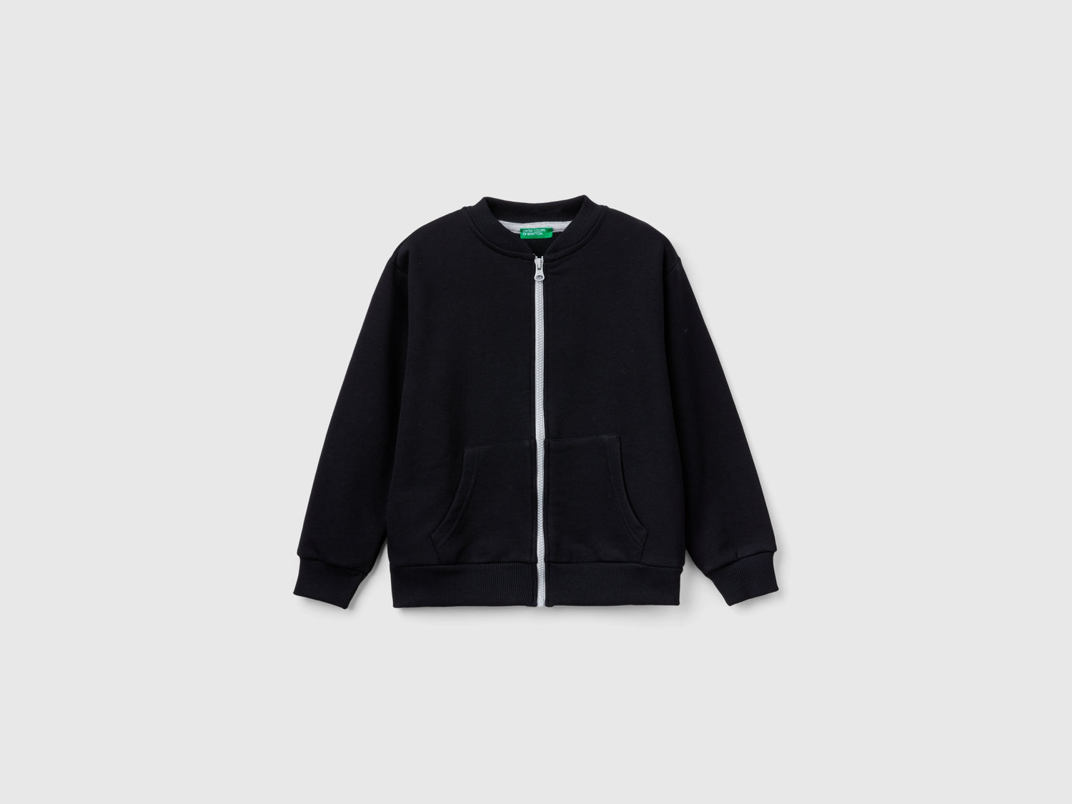 Felpa con zip e stampa slogan da bambino nero | Benetton Outlet
