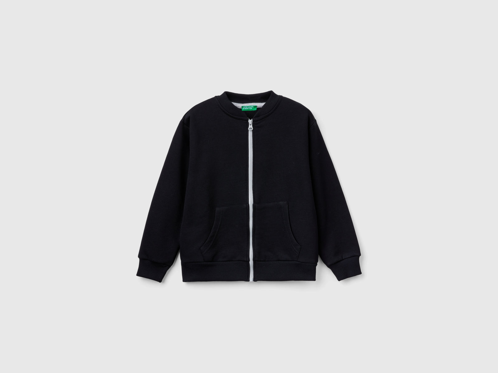 Felpa con zip e stampa slogan da bambino nero | Benetton Outlet