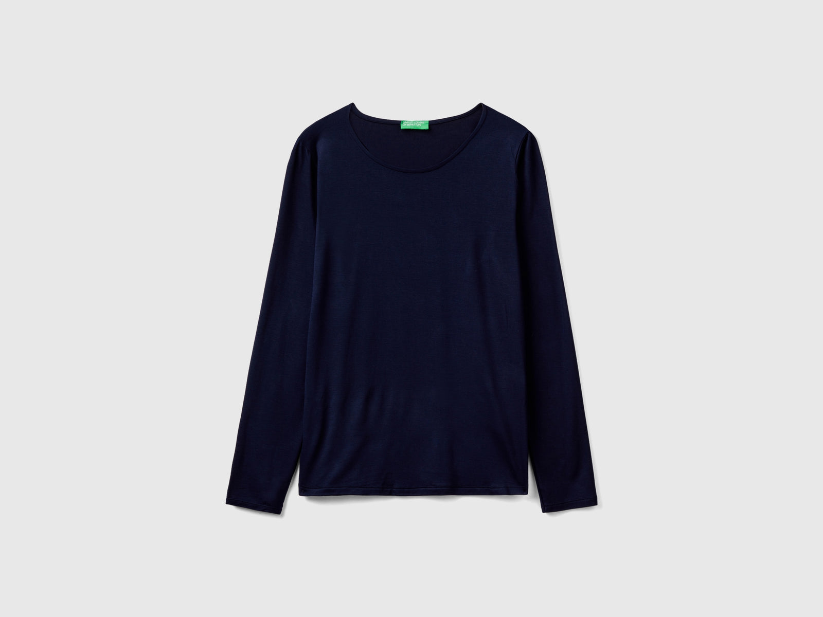 Maglietta in viscosa stretch da donna blu scuro | Benetton Outlet