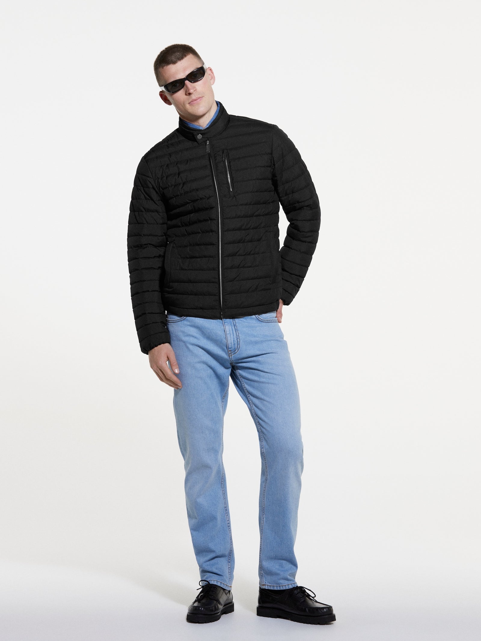 Padded biker jacket da uomo nero 2 | Sisley Outlet