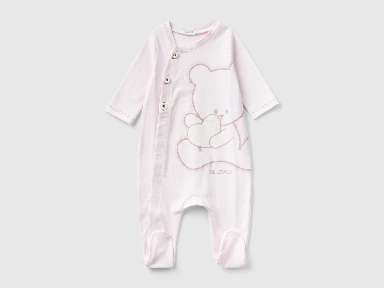 Calda tutina con stampa animaletto da neonato rosa tenue | Benetton Outlet