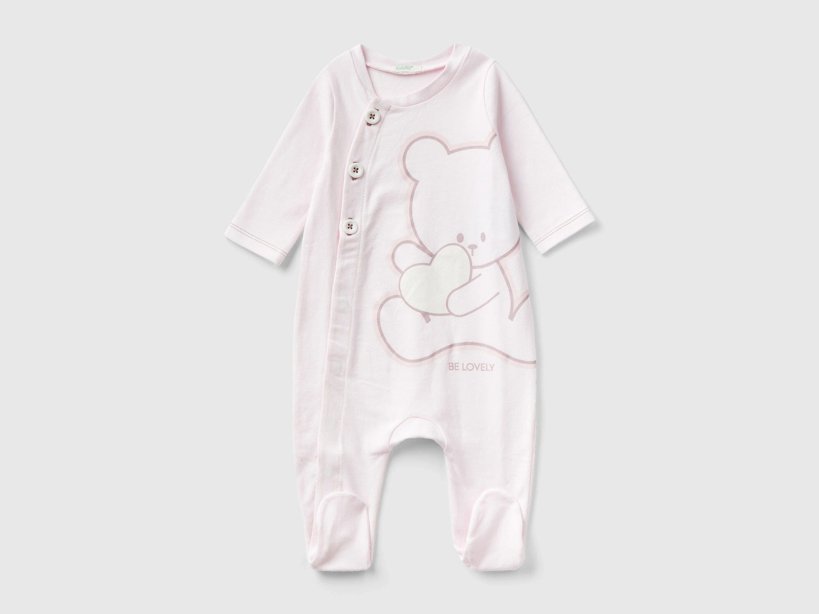Calda tutina con stampa animaletto da neonato rosa tenue | Benetton Outlet
