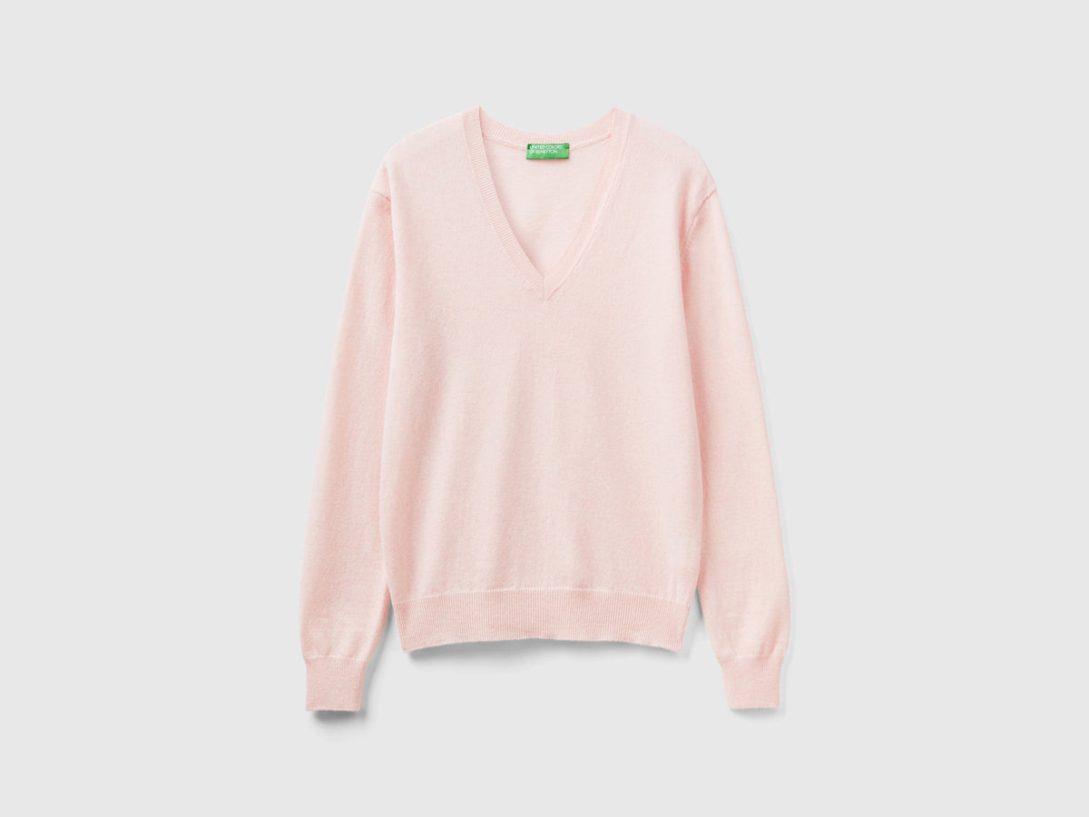 Maglia con scollo a V in pura lana Merino