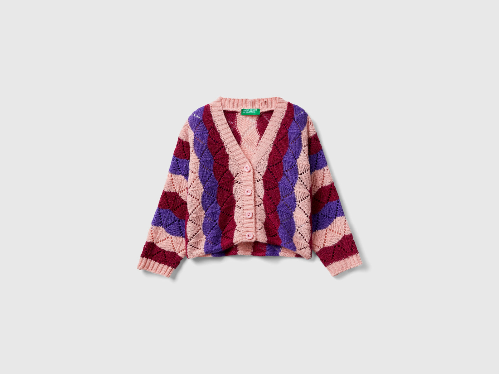 Cardigan in misto lana da bimba rosa | Benetton Outlet