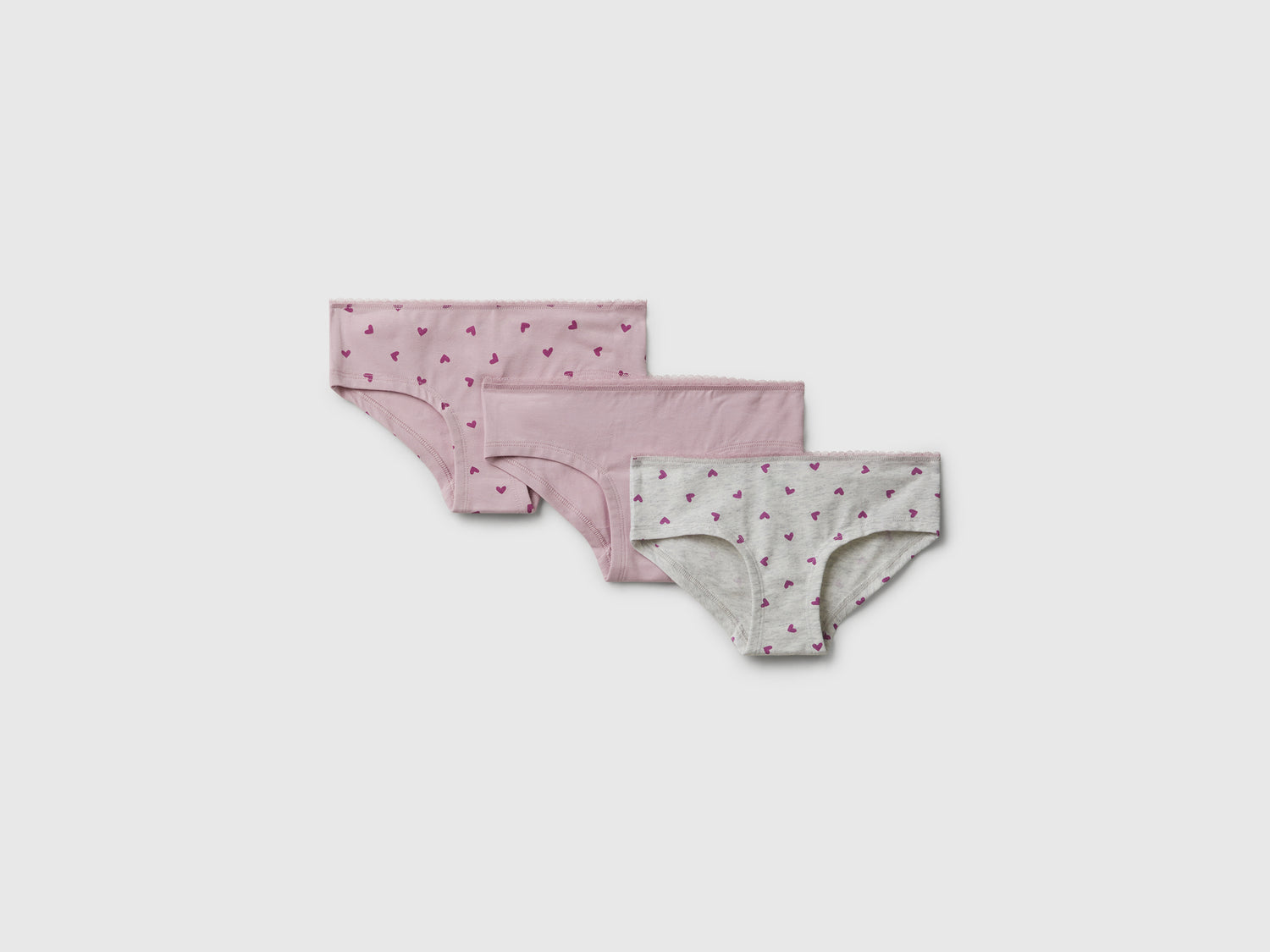 Tre slip in cotone stretch da bambina multi-color | Benetton Outlet