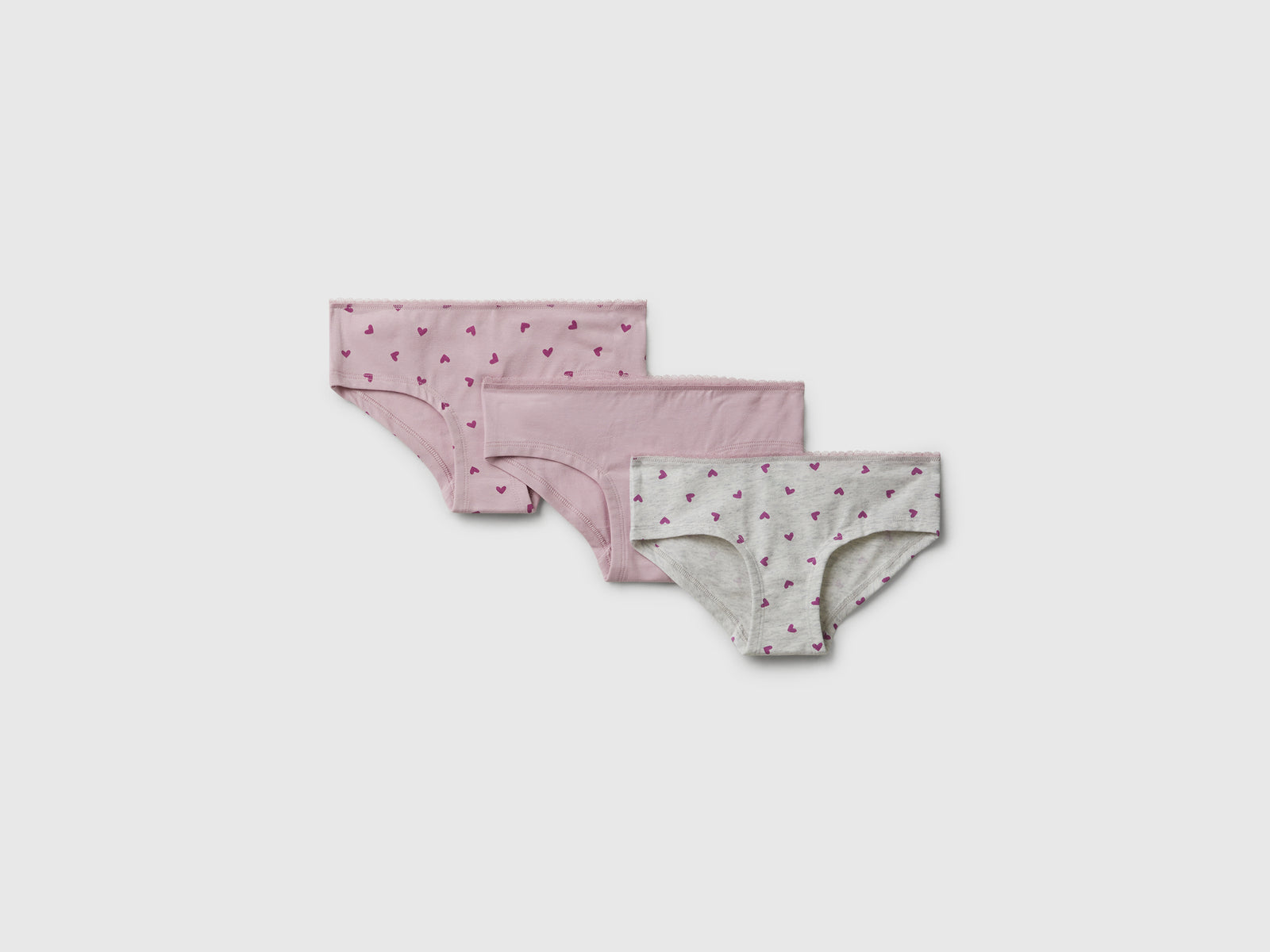 Tre slip in cotone stretch da bambina multi-color | Benetton Outlet