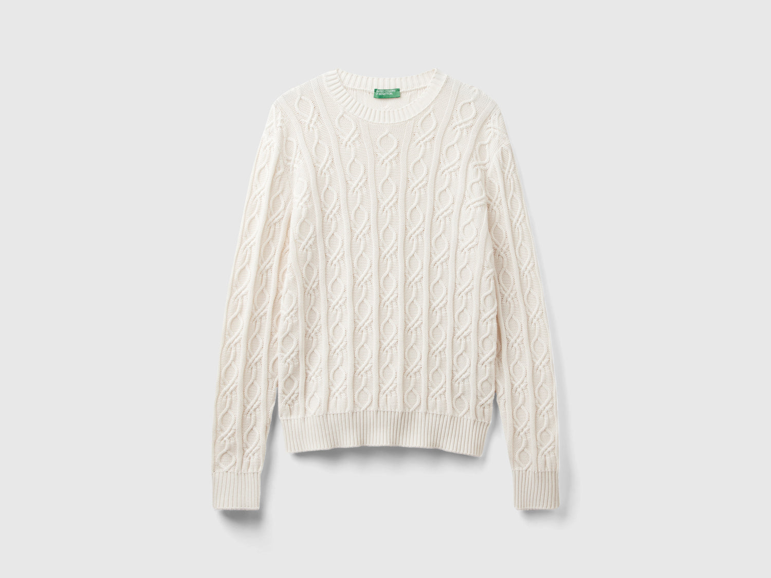 Maglione Monogram 100% cotone da uomo bianco panna | Benetton Outlet