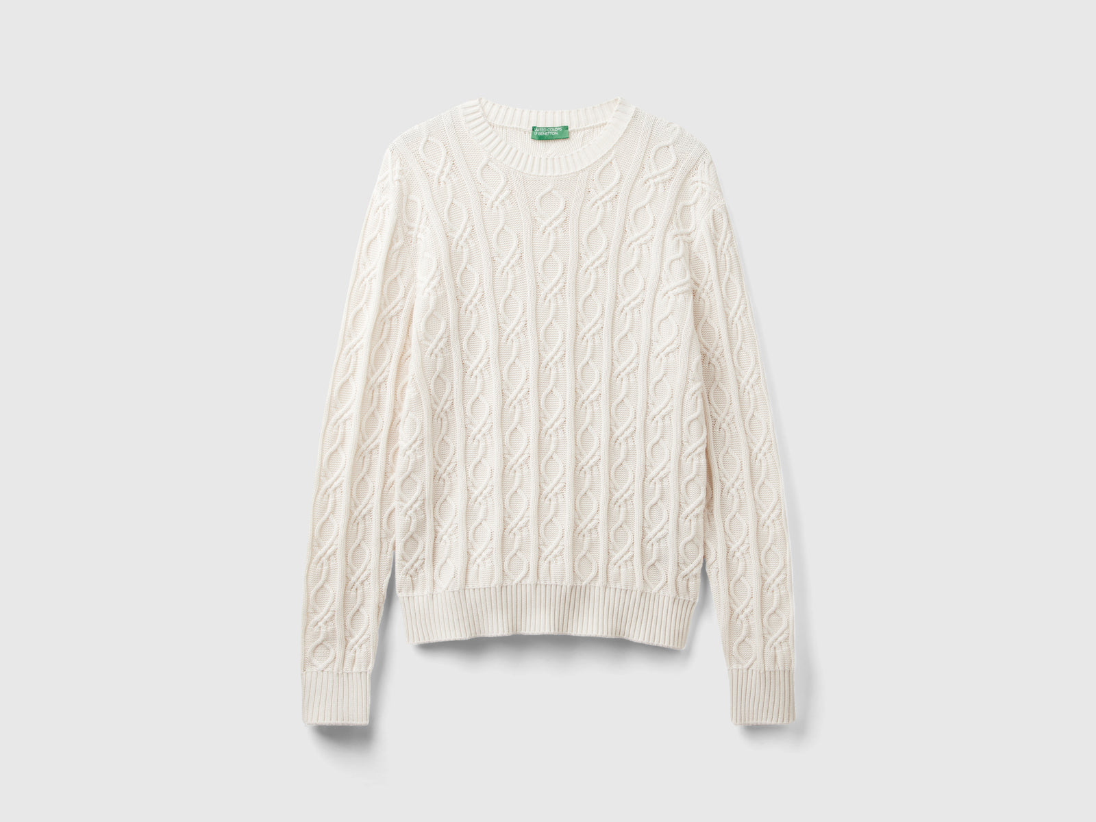 Maglione Monogram 100% cotone da uomo bianco panna | Benetton Outlet