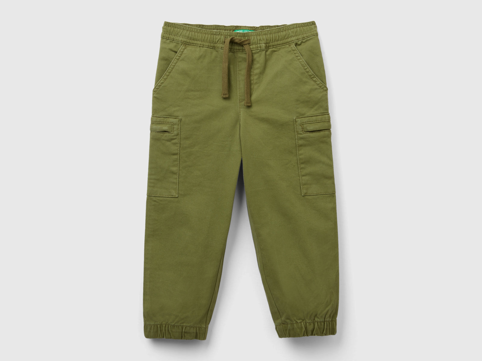 Pantaloni cargo con coulisse da bimbo verde militare | Benetton Outlet