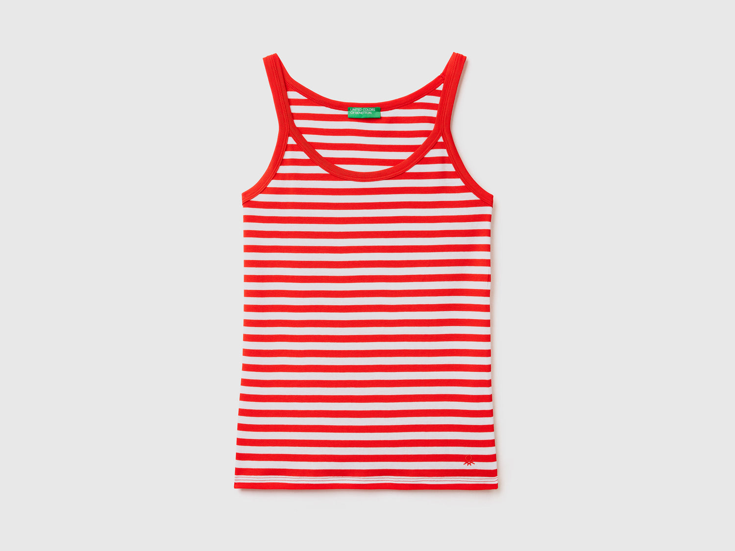 Canotta a righe 100% cotone da donna rosso corallo | Benetton Outlet