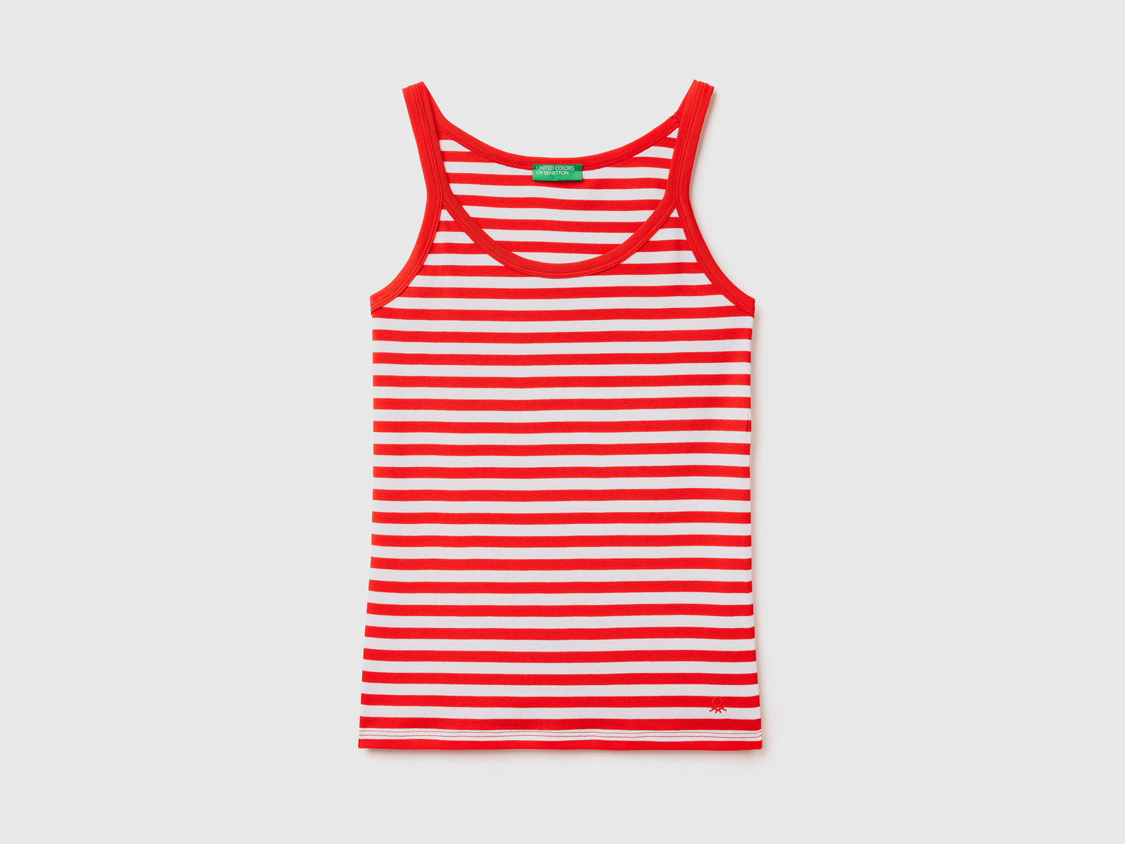 Canotta a righe 100% cotone da donna rosso corallo | Benetton Outlet