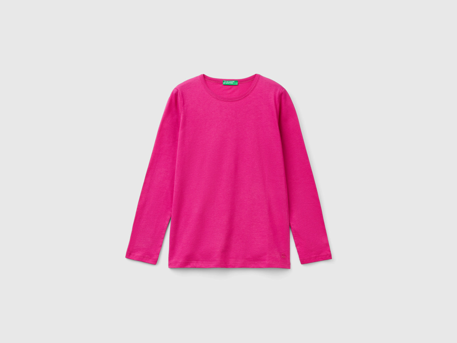 T-shirt a manica lunga in cotone bio da bambina fucsia | Benetton Outlet